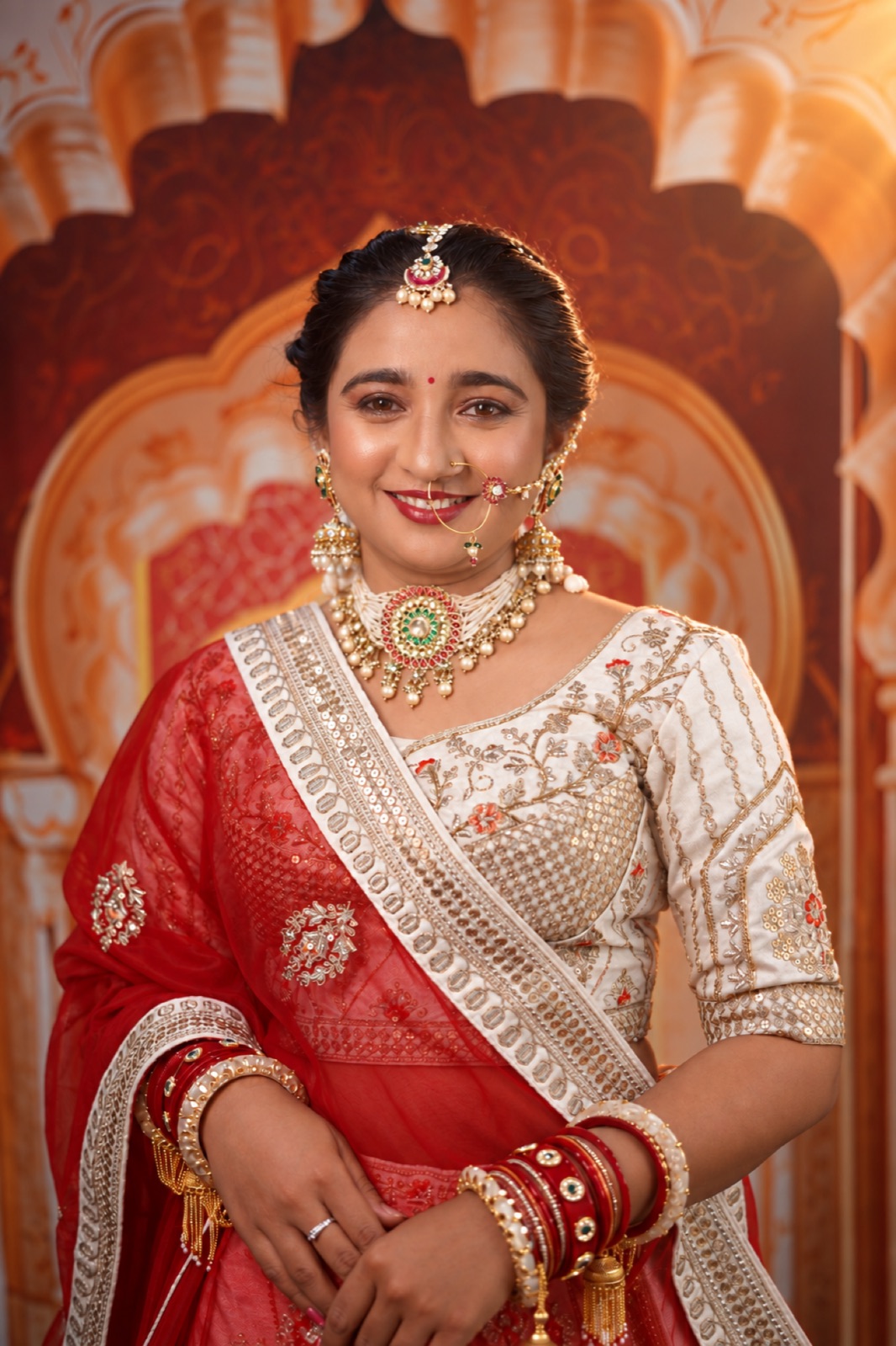 Editorial bridal portrait with delicate dupatta